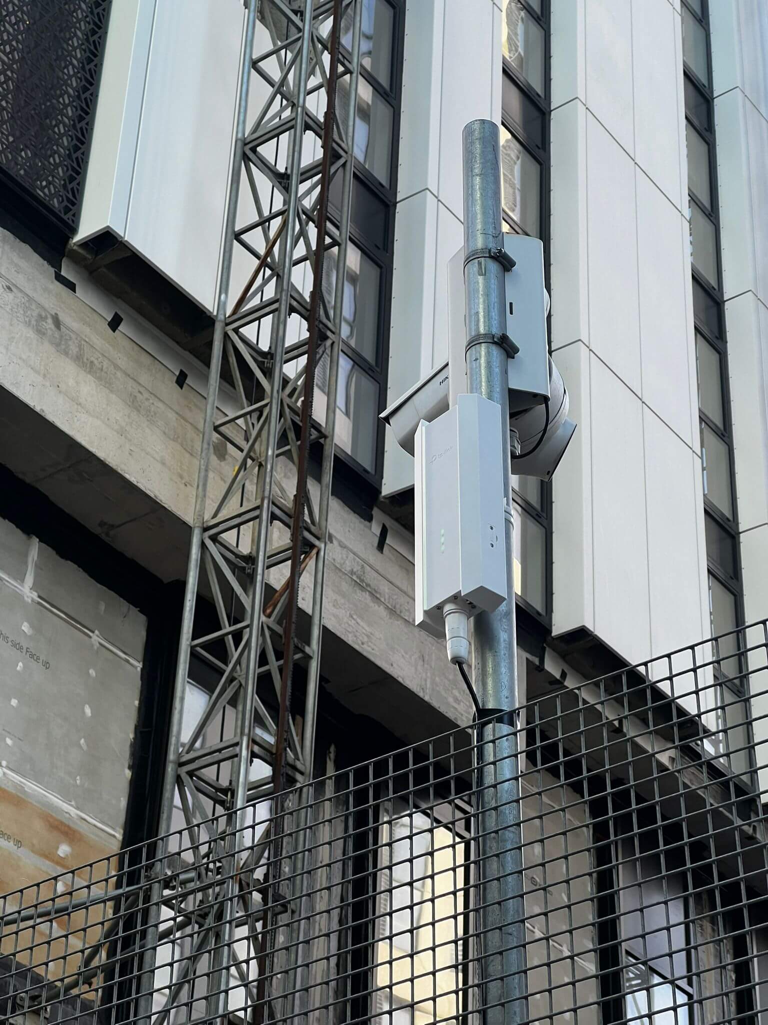 5G outdoor router and access point installation at construction site in Leeds