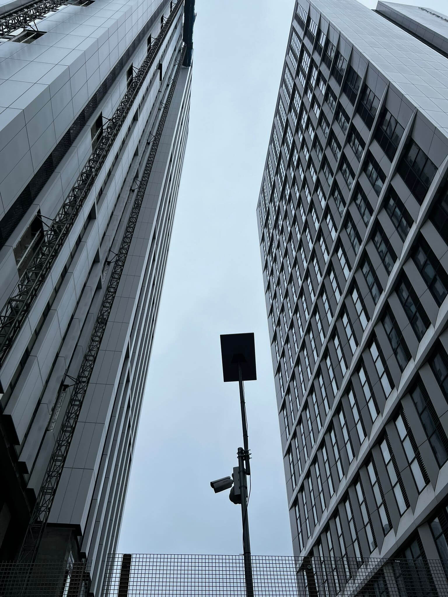 Starlink installation at apartment tower construction site in Leeds city centre